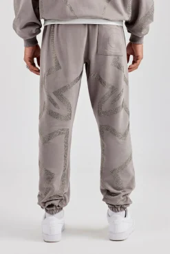 Rhinestone Cross Cuffed Jogger - Charcoal