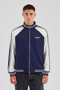Rib Collar Track Jacket - Navy Blue