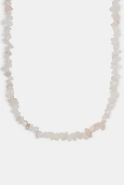 Rose Quartz Shard Bead Necklace - White - 6mm
