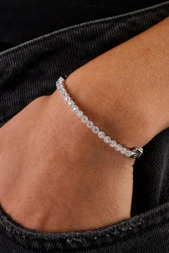 Round Cluster Bangle - 4mm - White