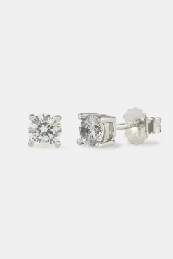 Round Cut Stud Earrings - 5mm - White