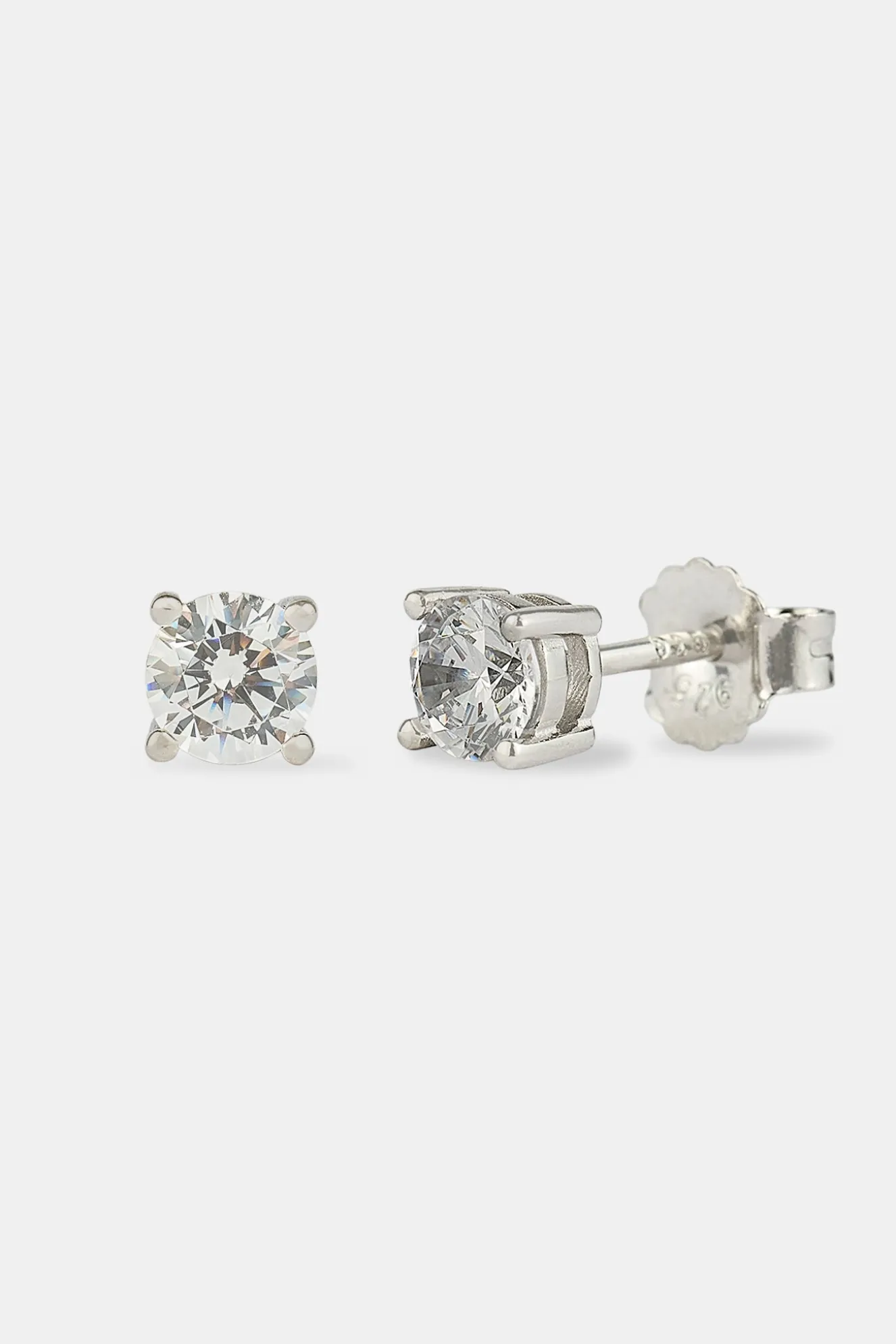 Round Cut Stud Earrings - 5mm - White