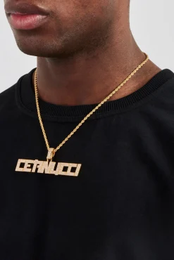 Samurai Font Pendant - 15mm - Gold
