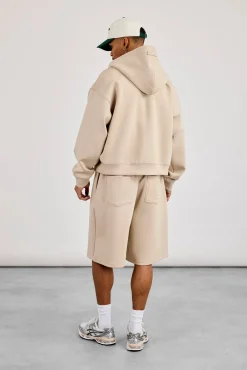 Scuba Boxy Zip Through Hoodie & Jort - Stone