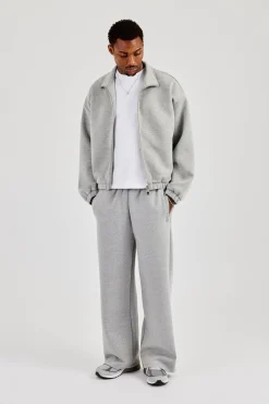 Scuba Funnel Neck Jacket & Wide Leg Jogger - Grey