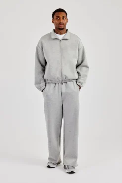Scuba Funnel Neck Jacket & Wide Leg Jogger - Grey