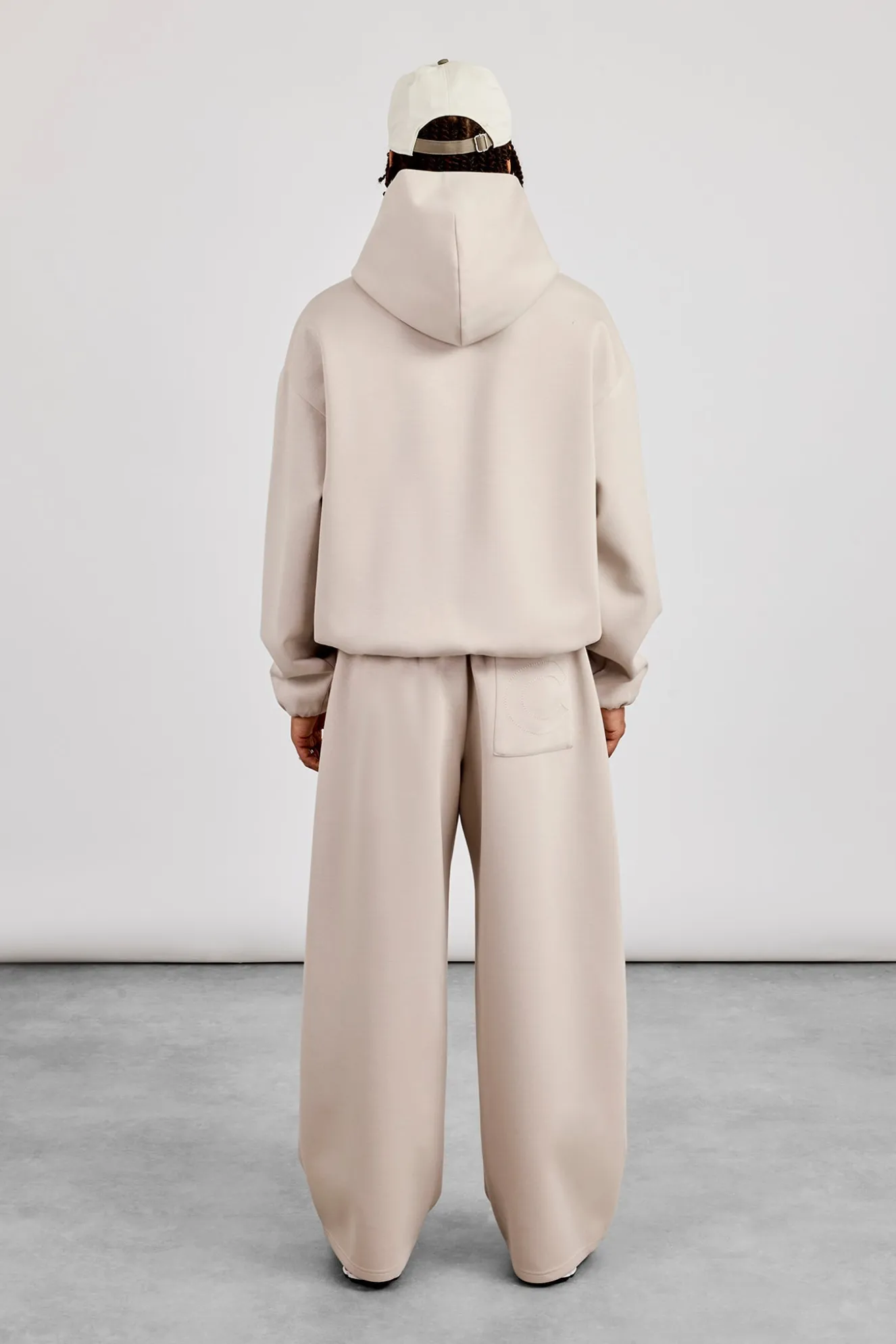 Scuba Half Zip Hoodie & Baggy Fit Jogger - Light Grey
