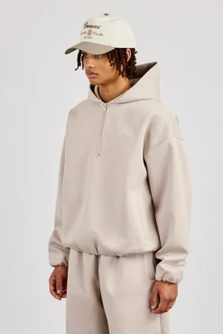 Scuba Half Zip Hoodie - Light Grey