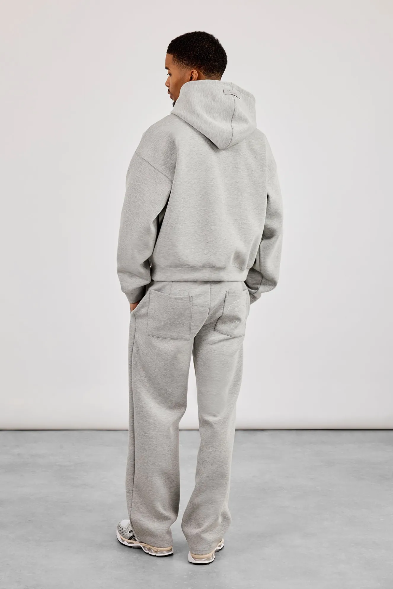 Scuba Zip Through Boxy Hoodie & Relaxed Scuba Trouser - Grey