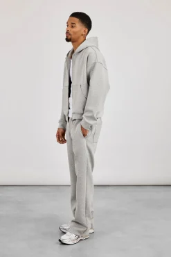 Scuba Zip Through Boxy Hoodie & Relaxed Trouser - Grey