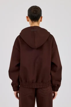 Scuba Zip Through Hoodie - Chocolate