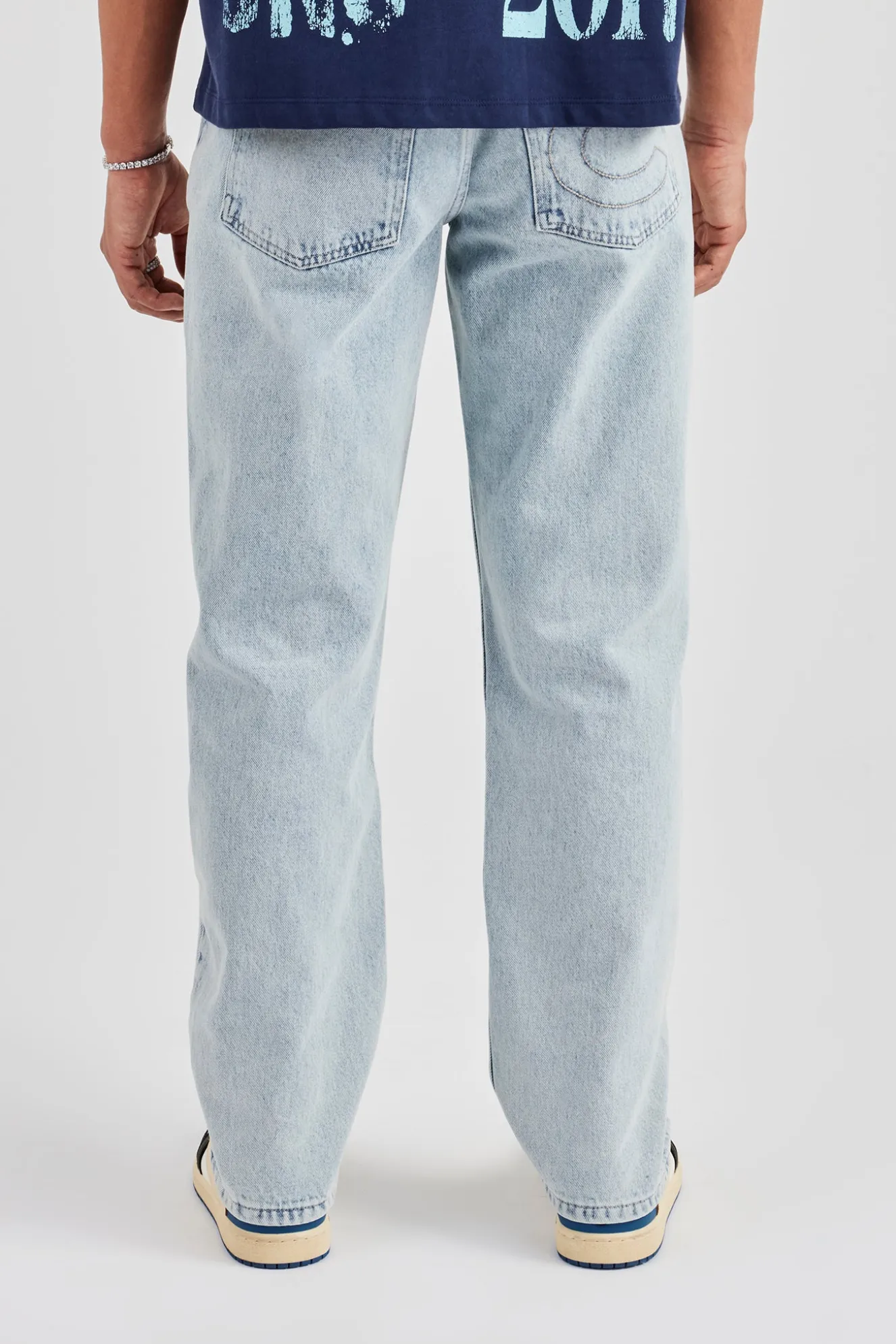 Seam Detail Straight Leg Jean - Light Blue