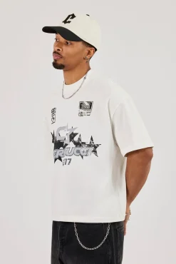 Short Sleeve Boxy Cernucci 2017 Graphic T-Shirt - Off White
