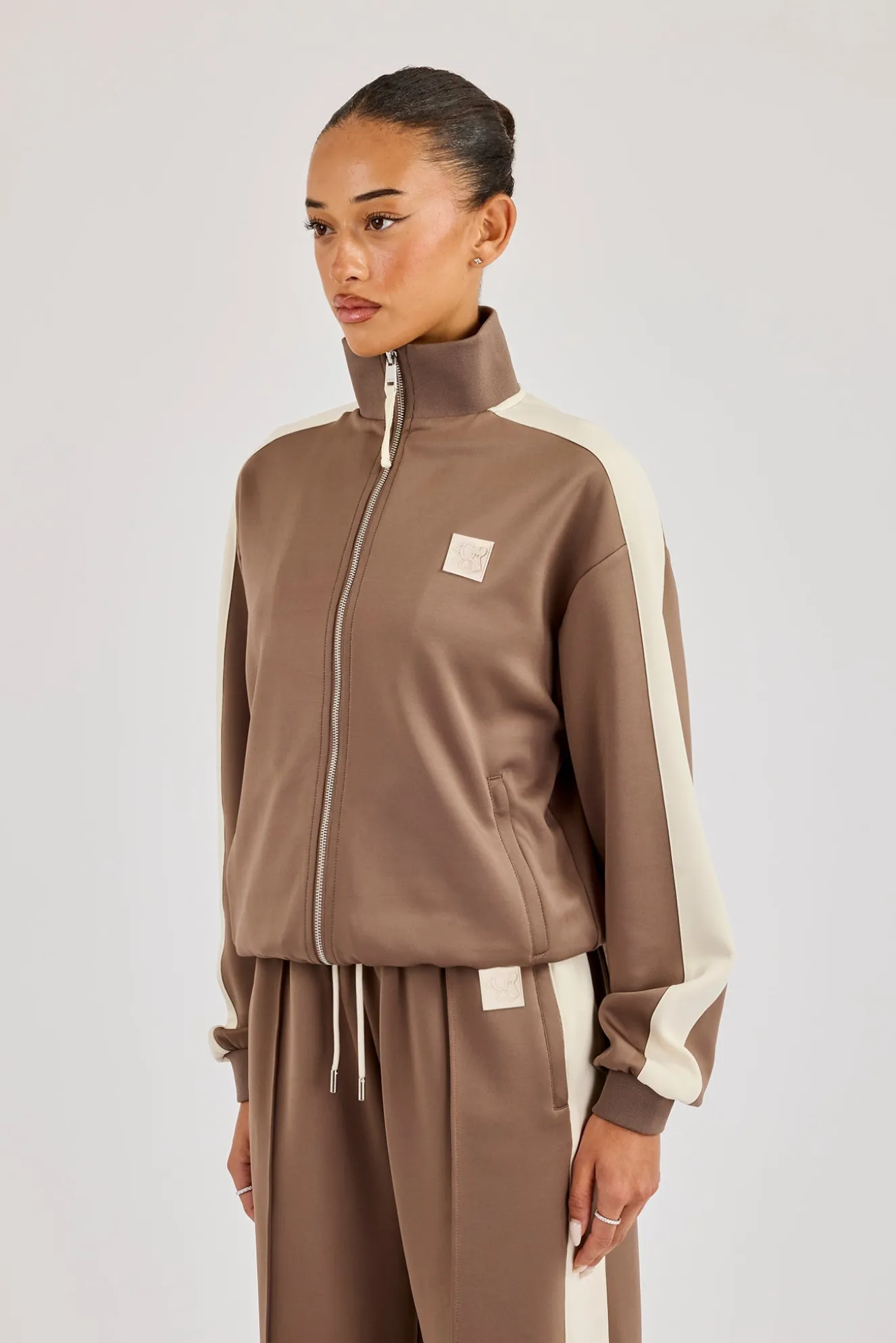 Single Taping Regular Track Jacket - Taupe