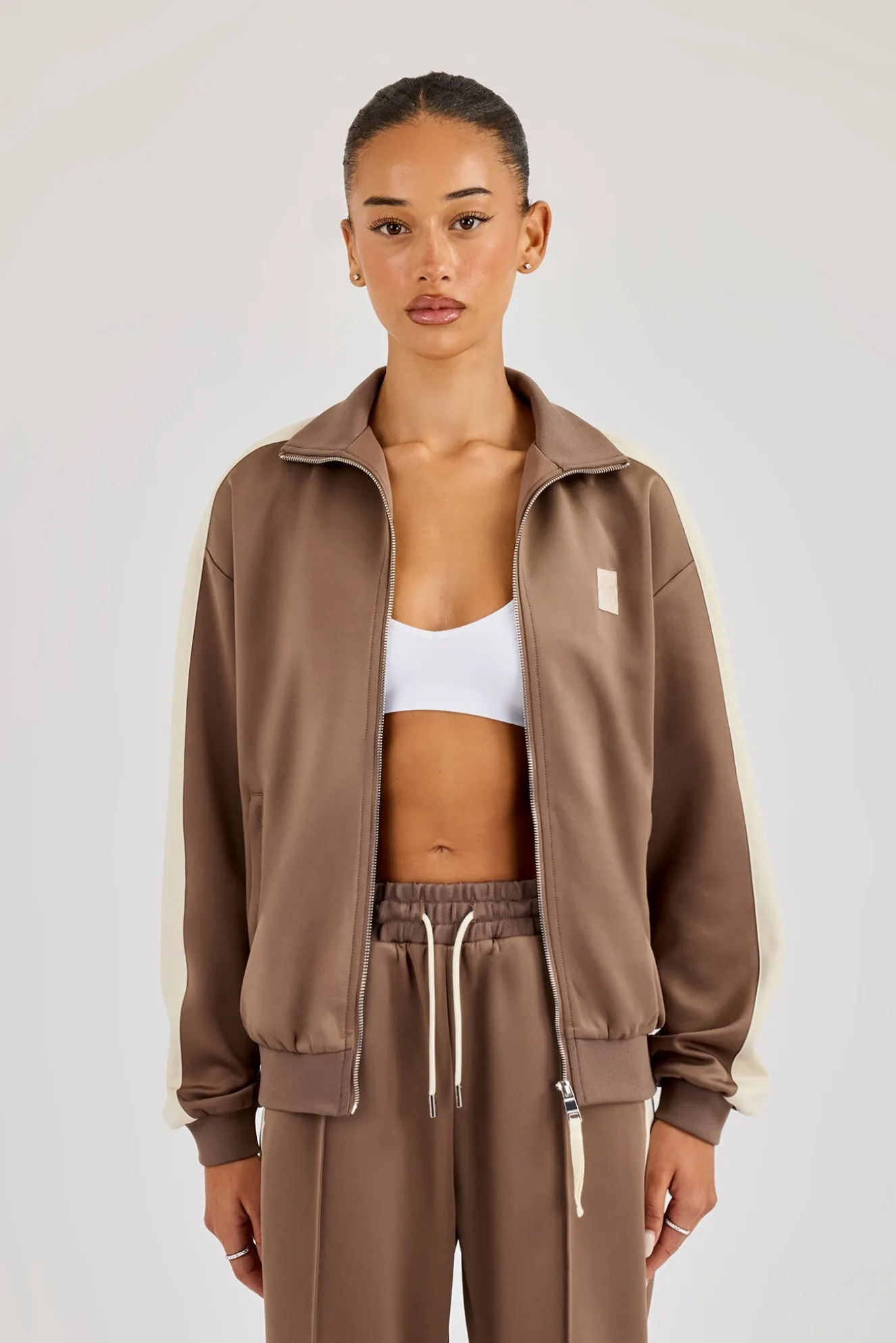 Single Taping Regular Track Jacket - Taupe