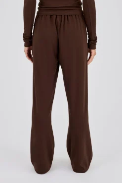 Soft Touch Button Detail Trouser - Chocolate