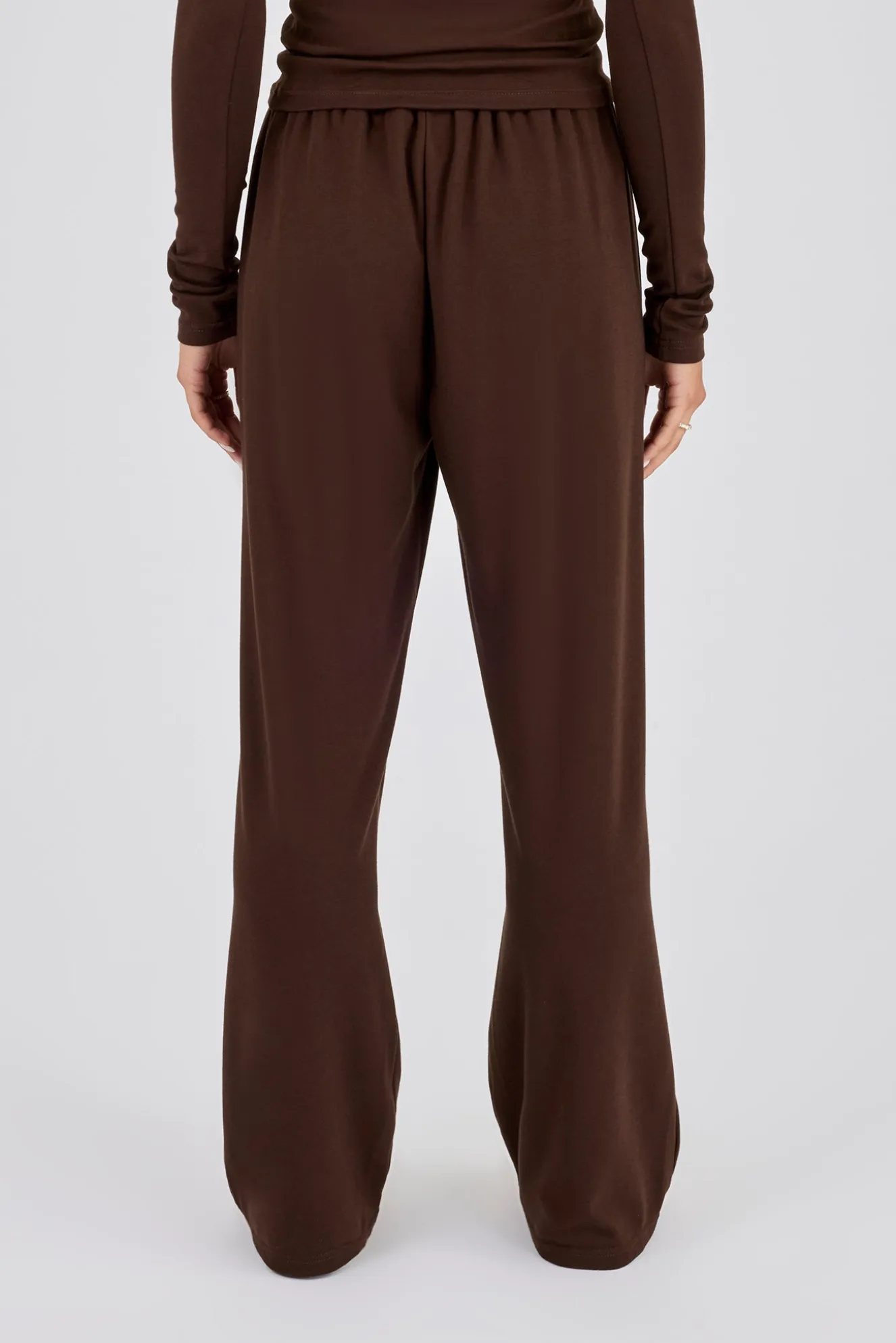Soft Touch Button Detail Trouser - Chocolate