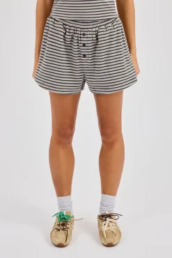 Soft Touch Double Stripe Short - Grey