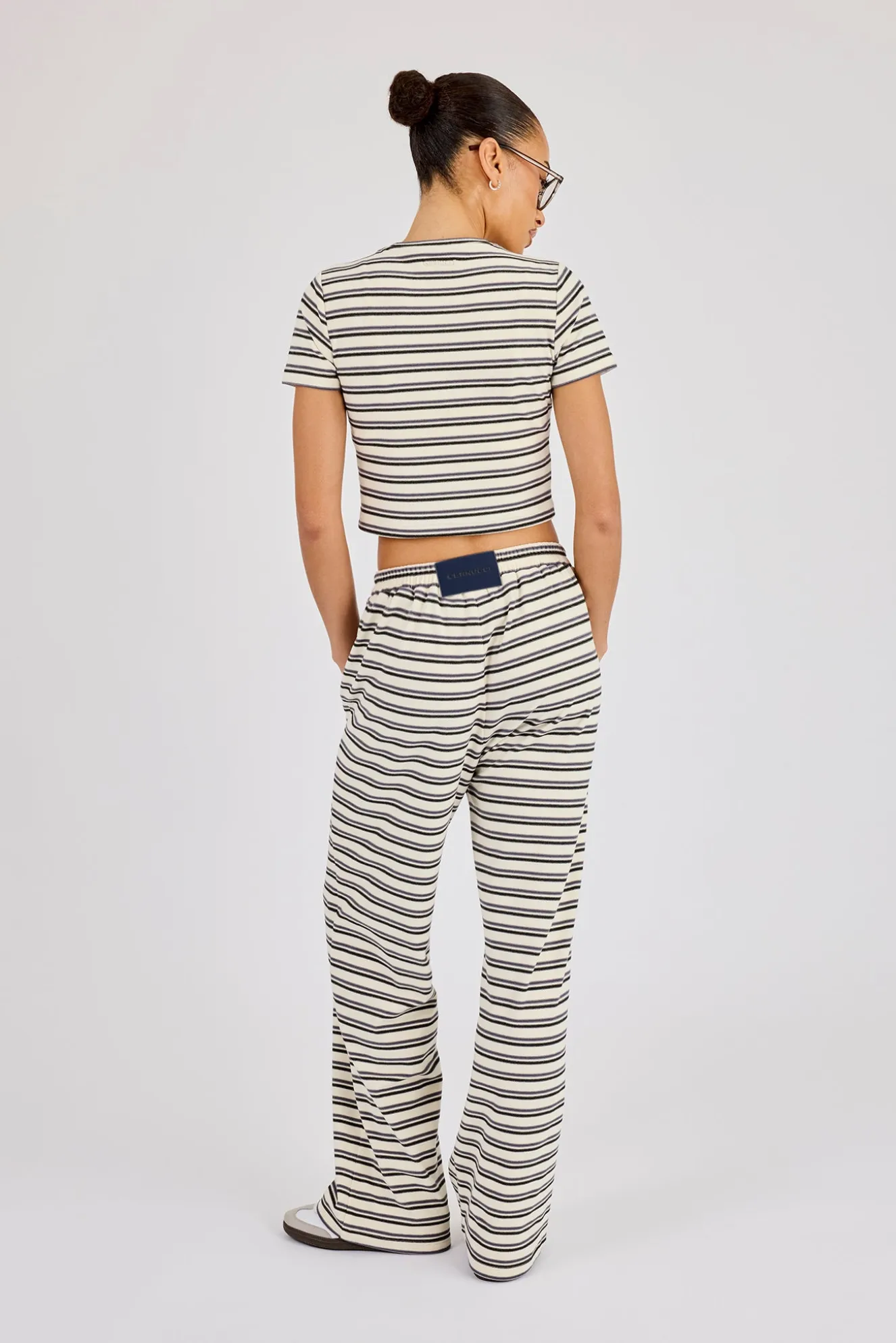 Soft Touch Double Stripe Short Sleeve Top & Trouser - Blue