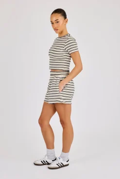 Soft Touch Double Stripe Short Sleeve Top & Short - Blue