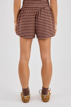 Soft Touch Double Stripe Short - Chocolate