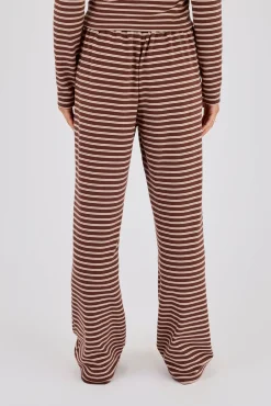 Soft Touch Double Stripe Wide Leg Trouser - Chocolate