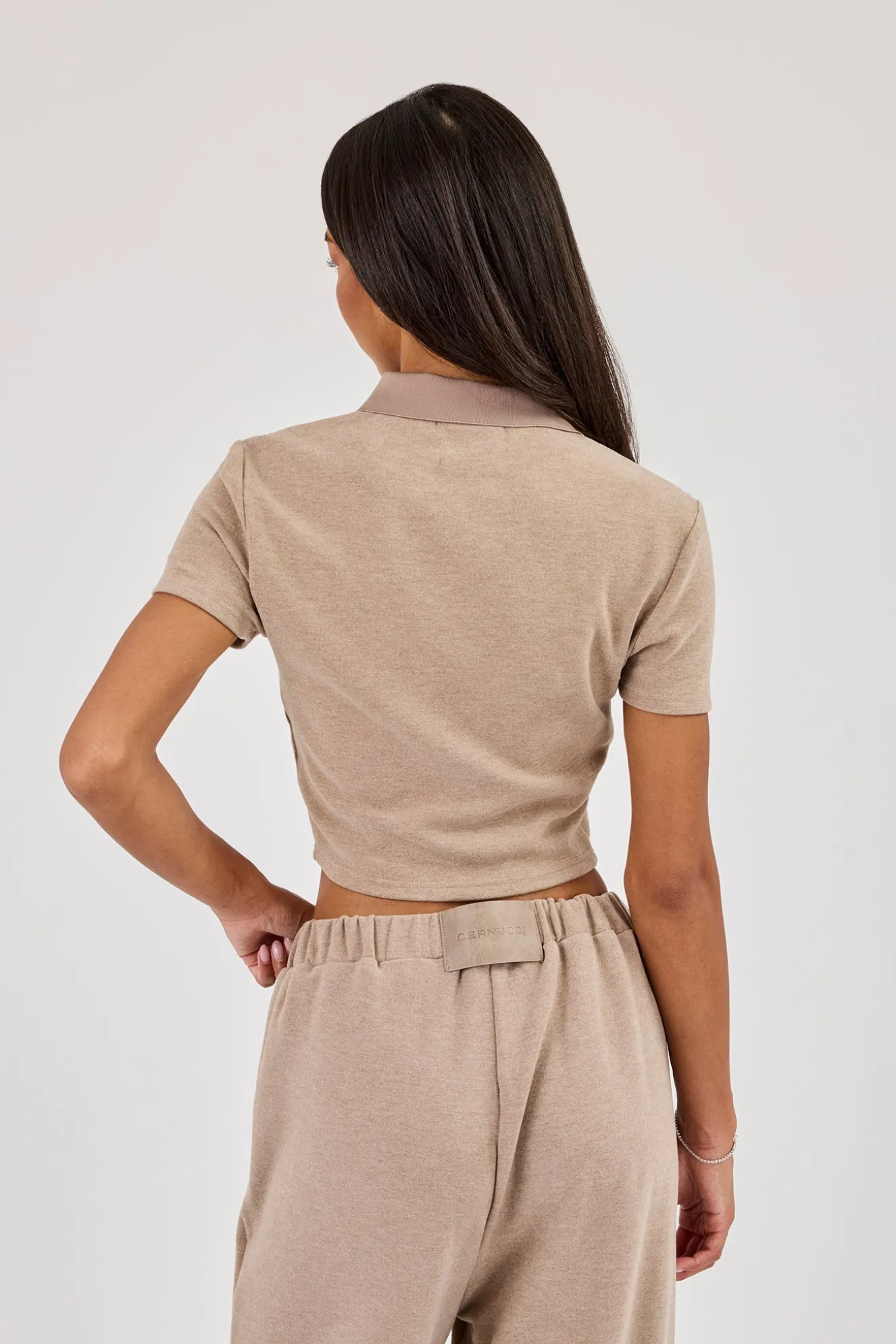 Soft Touch Fitted Polo Top - Taupe