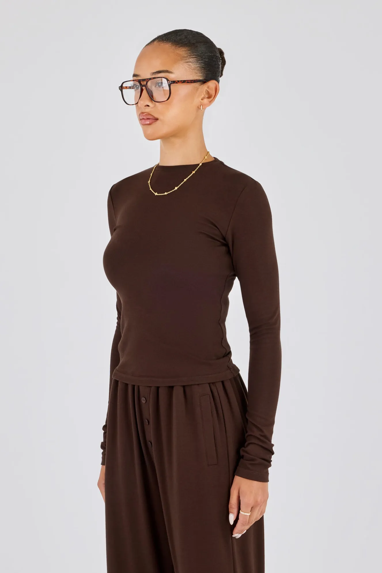 Soft Touch Long Sleeve Top - Chocolate