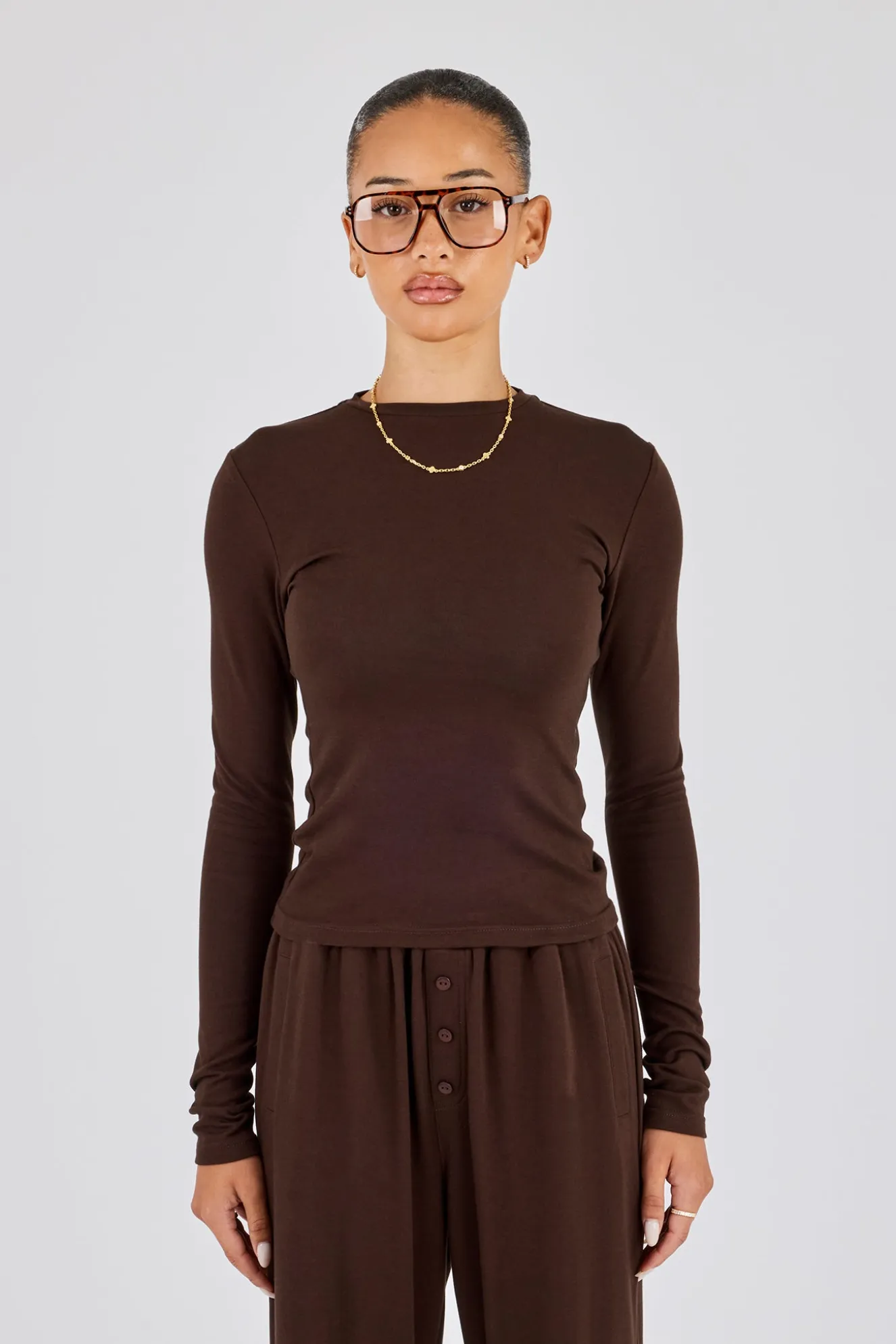 Soft Touch Long Sleeve Top - Chocolate