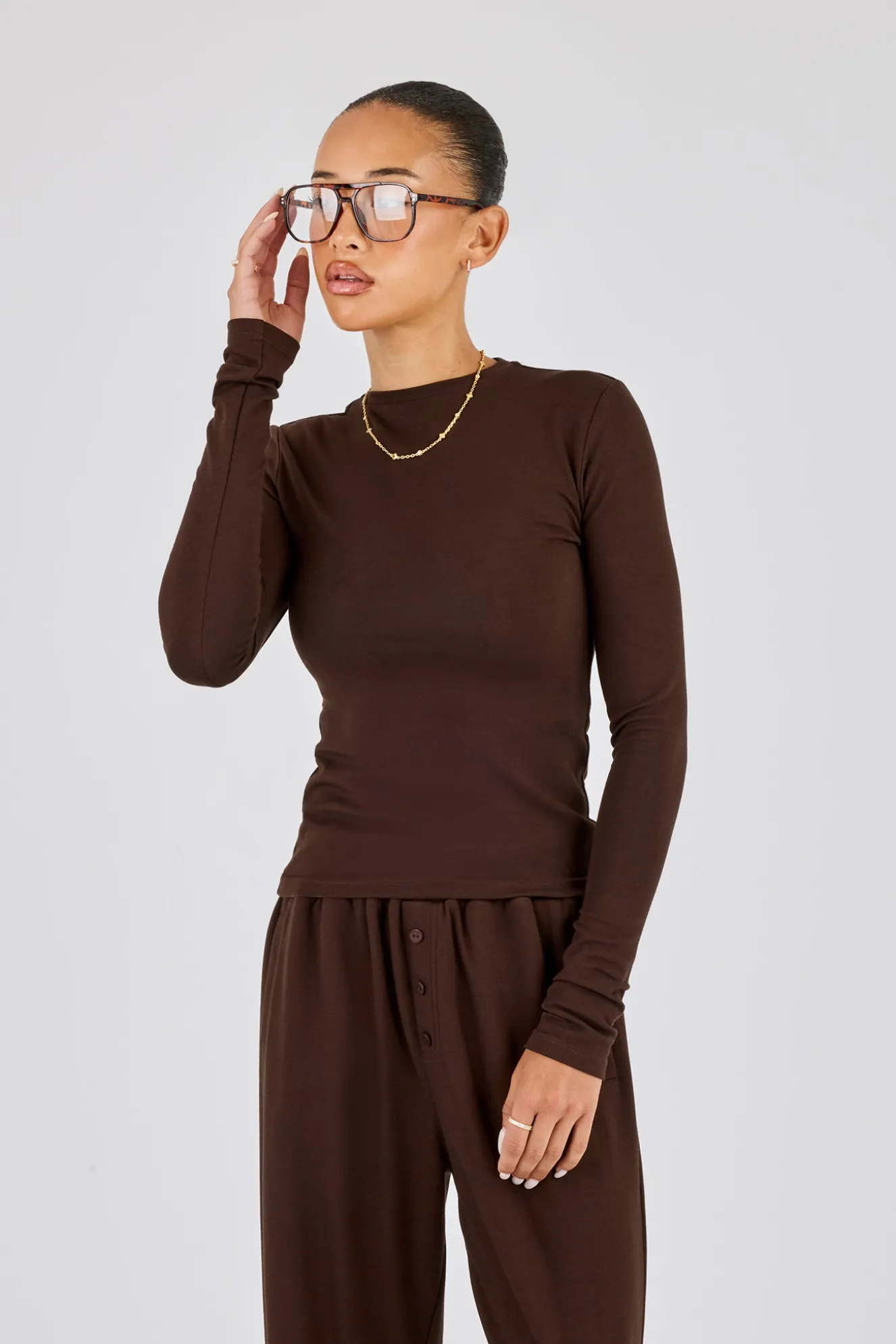 Soft Touch Long Sleeve Top - Chocolate