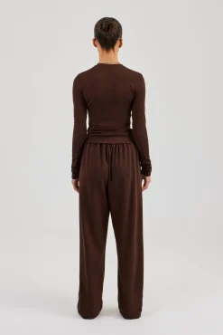 Soft Touch Long Sleeve Top & Trouser - Chocolate