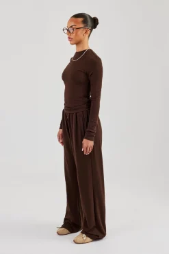 Soft Touch Long Sleeve Top & Trouser - Chocolate