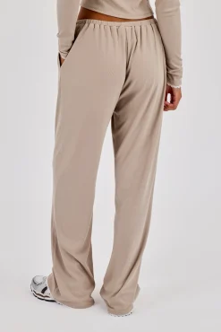 Soft Touch Ribbed Trouser - Taupe