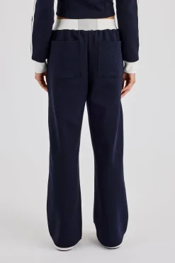 Soft Touch Wide Leg Jogger - Navy Blue