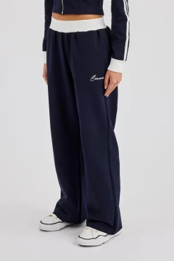 Soft Touch Wide Leg Jogger - Navy Blue