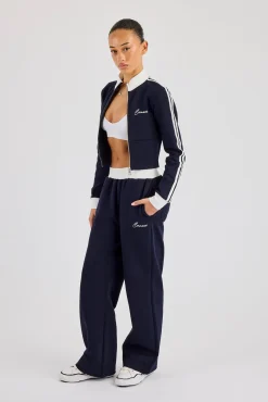 Soft Touch Wide Leg Jogger - Navy Blue