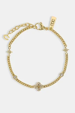Starburst & Motif Pendant Bracelet - 10mm - Gold