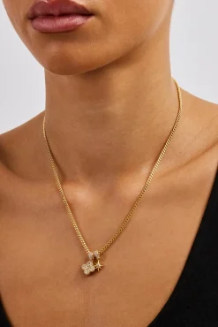 Starburst & Motif Pendant Necklace - 10mm - Gold