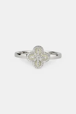 Star Motif Band Ring - 8mm - White