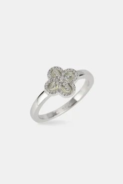 Star Motif Band Ring - 8mm - White