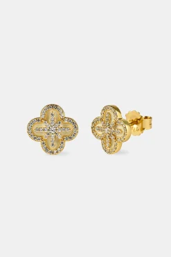 Star Motif Stud Earrings - 8mm - Gold