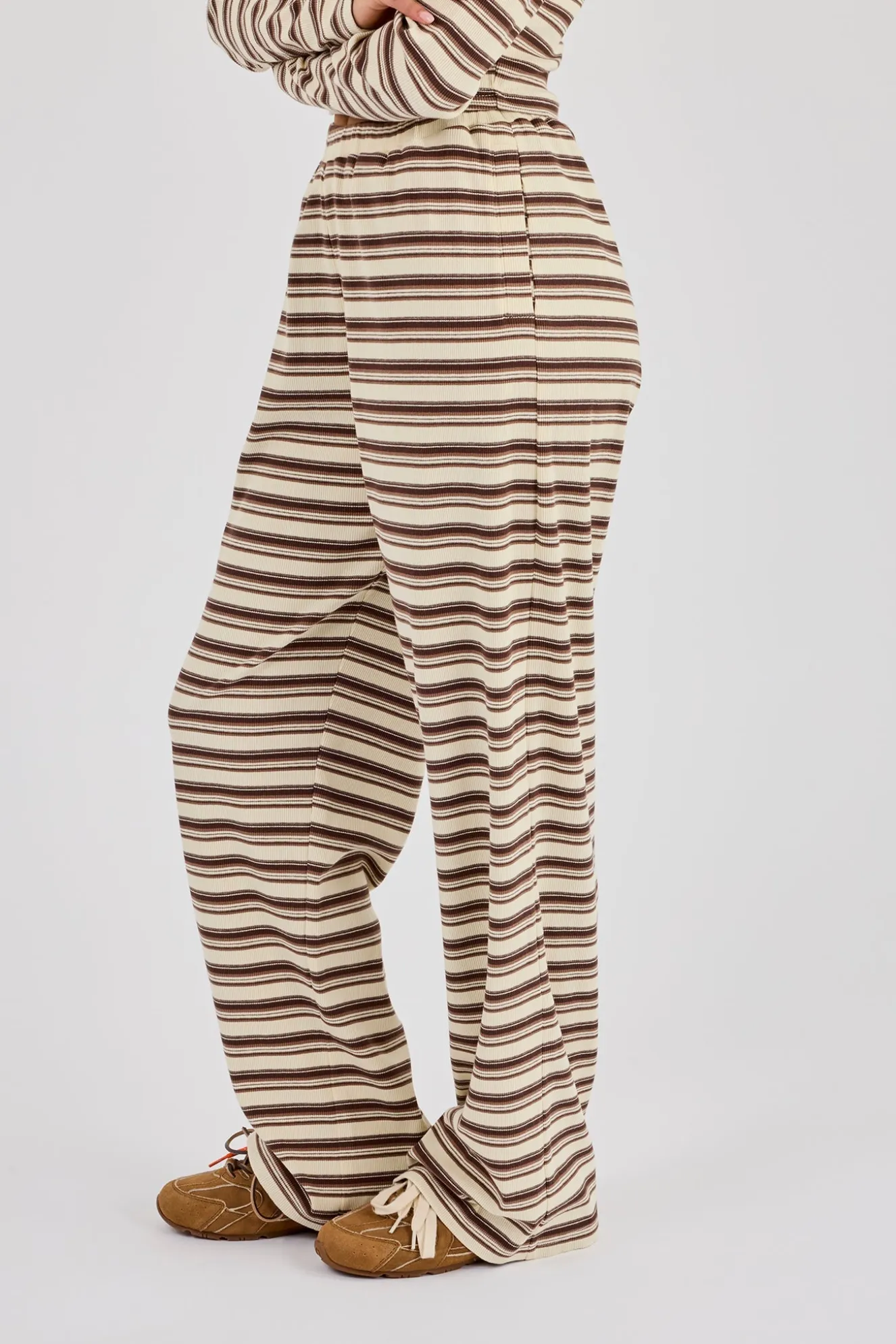Striped Wide Leg Trouser - Off White