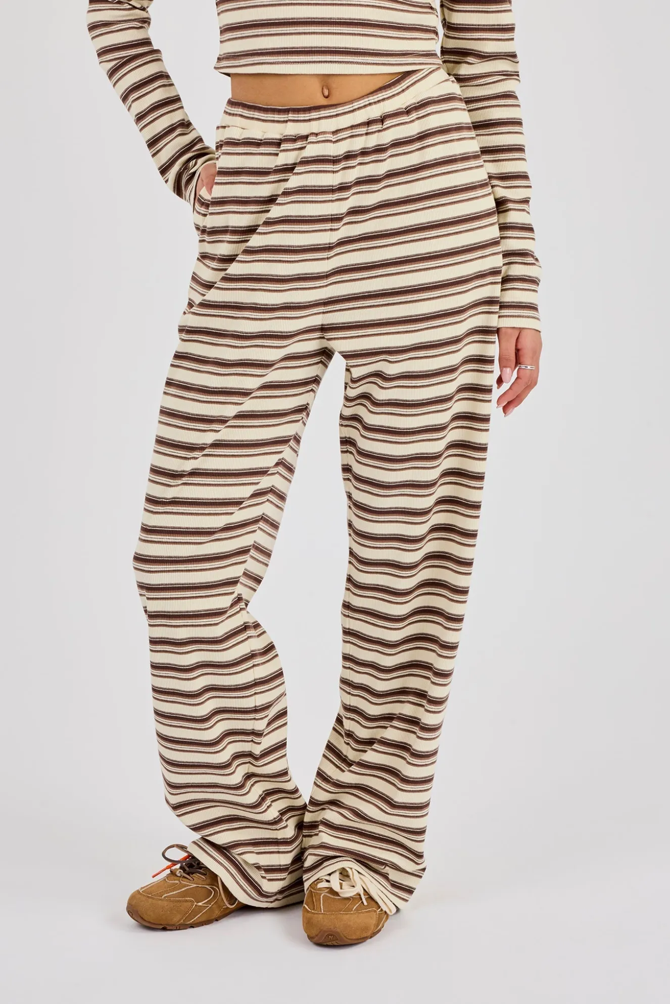 Striped Wide Leg Trouser - Off White