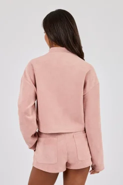 Suede Biker Jacket - Dusty Pink