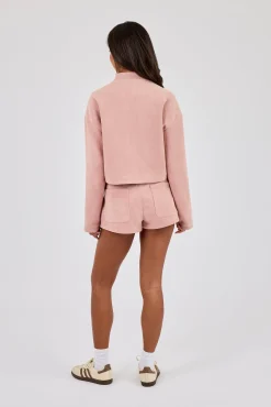 Suede Biker Jacket & Micro Short - Dusty Pink