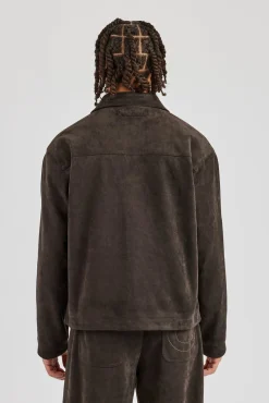 Suede Collared Jacket - Charcoal