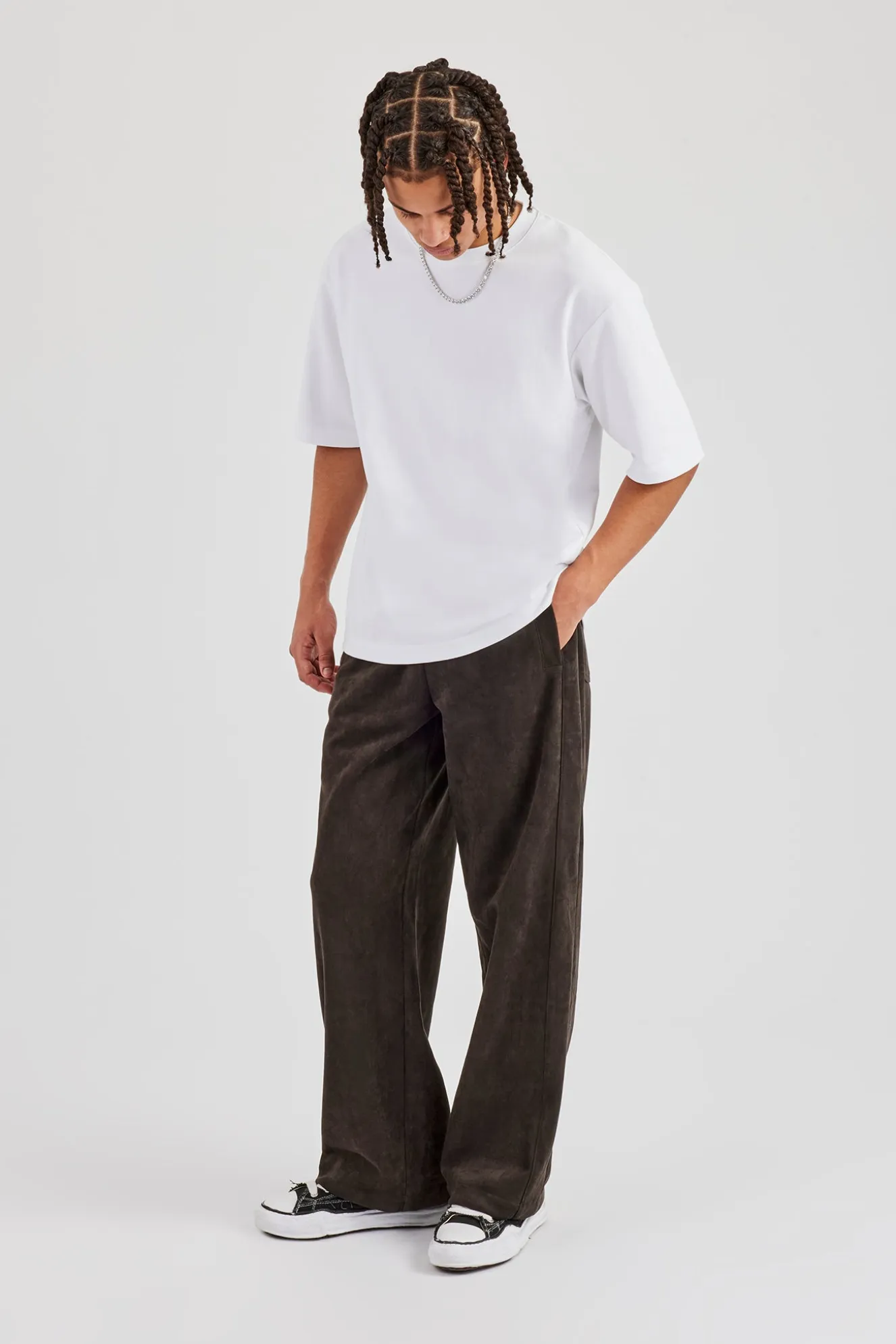 Suede Relaxed Jogger - Charcoal