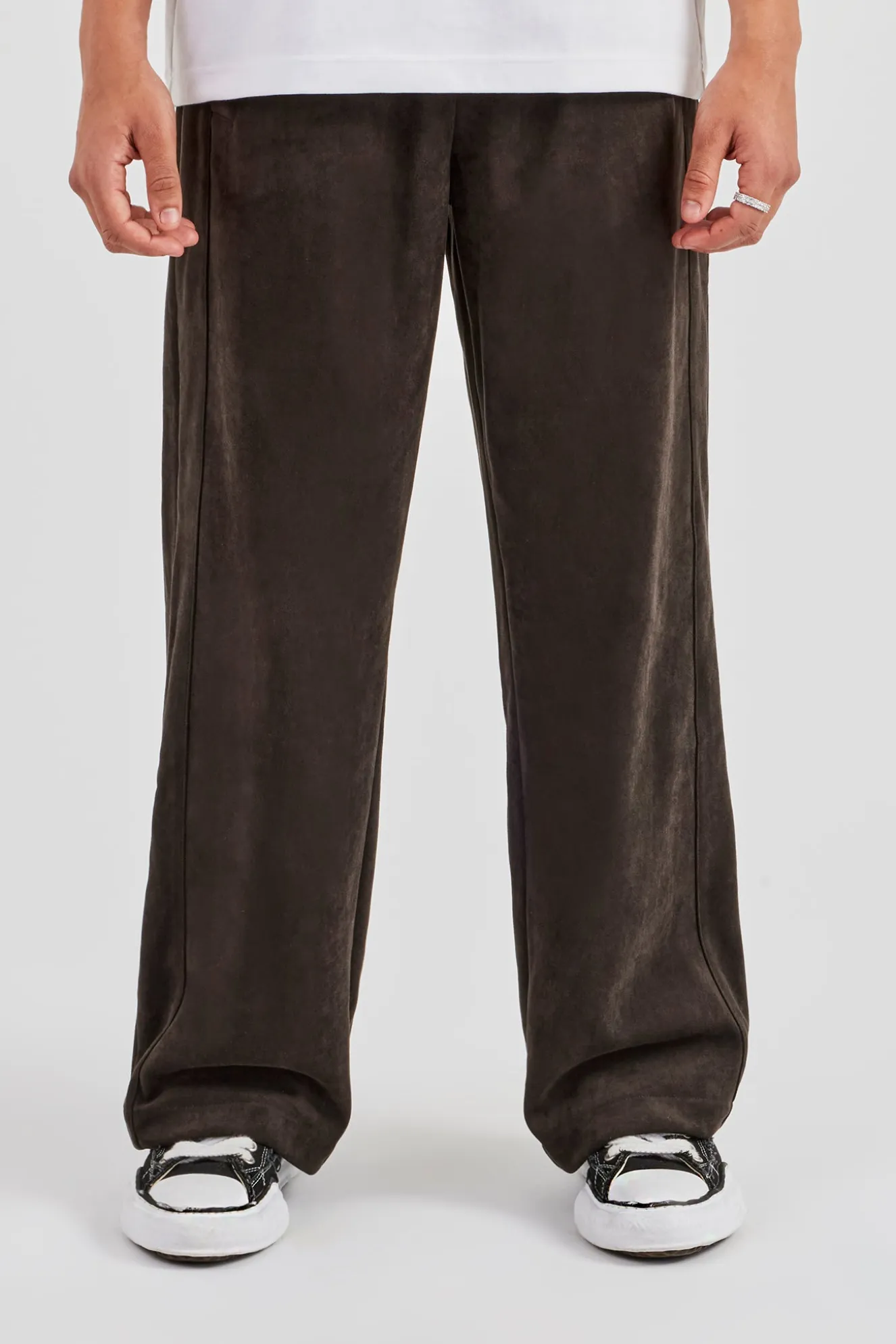 Suede Relaxed Jogger - Charcoal