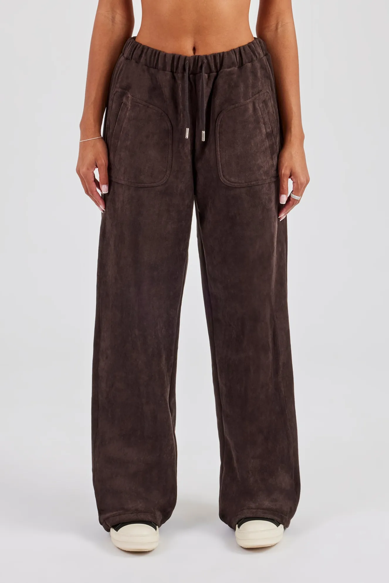 Suede Wide Leg Trouser - Chocolate