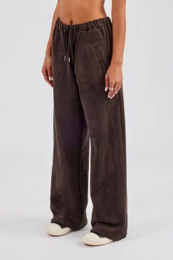 Suede Wide Leg Trouser - Chocolate